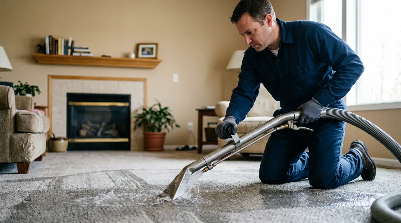 Water damage restoration technician working near Nuevo, CA